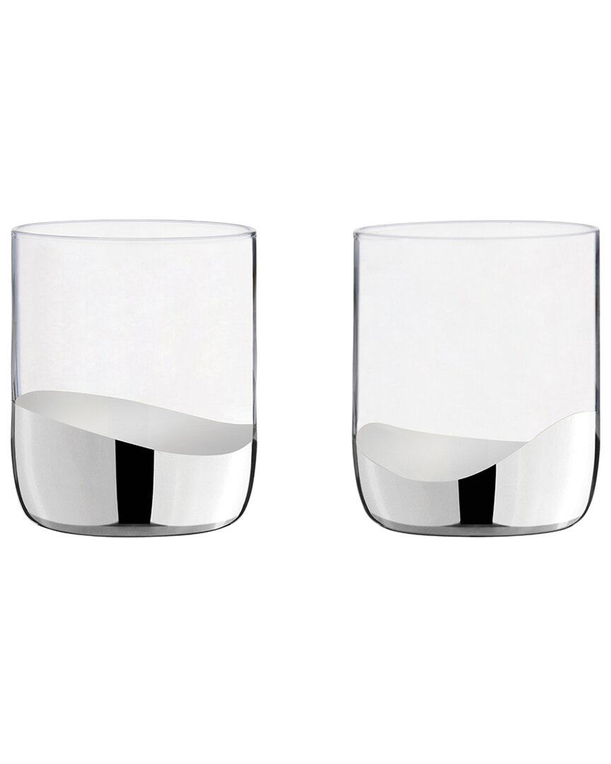 Anton Studio Designs Set Of 2 Wave Dof Tumblers In Silver