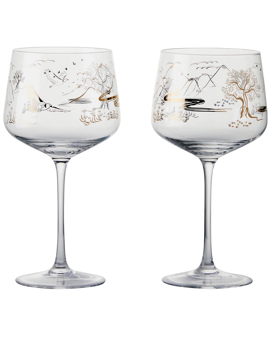 Anton Studio Designs Set Of 2 Skye Gin Glasses In Gold