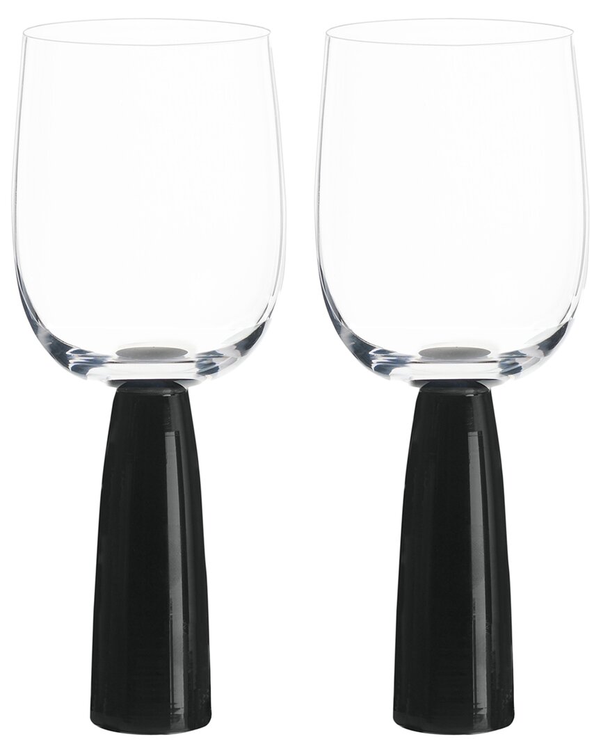 Anton Studio Designs Set Of 2 Oslo Wine Glasses In Black
