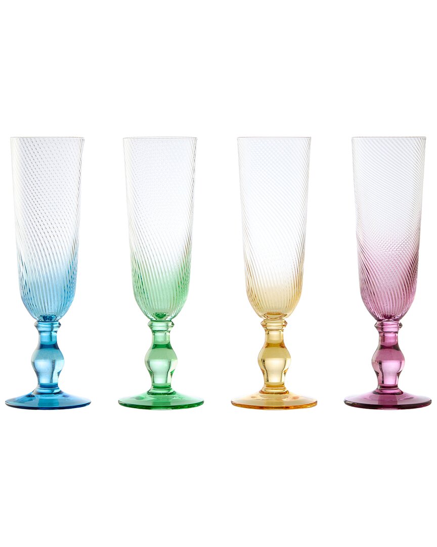 ANTON STUDIO DESIGNS ANTON STUDIO DESIGNS SET OF 4 SWIRL CHAMPAGNE FLUTES
