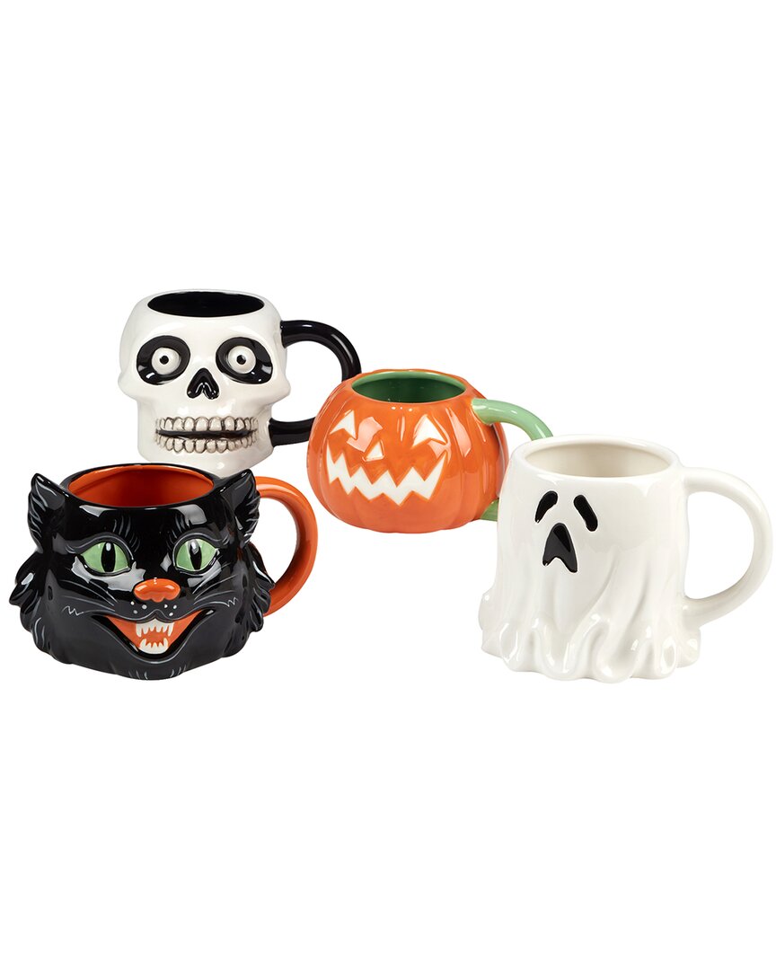 Certified International Scaredy Cat Set Of Four 3d Mugs In Multicolor