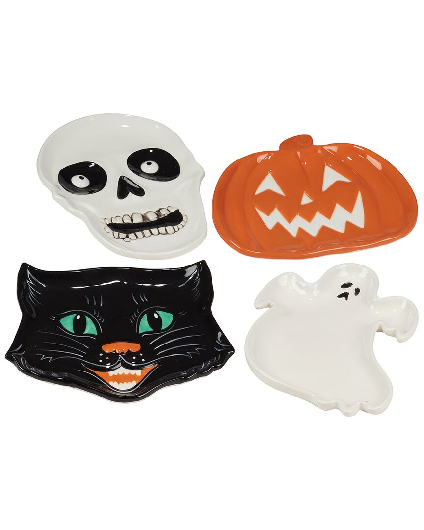 Certified International Scaredy Cat Set Of Four 3d Candy Plates In Multicolor