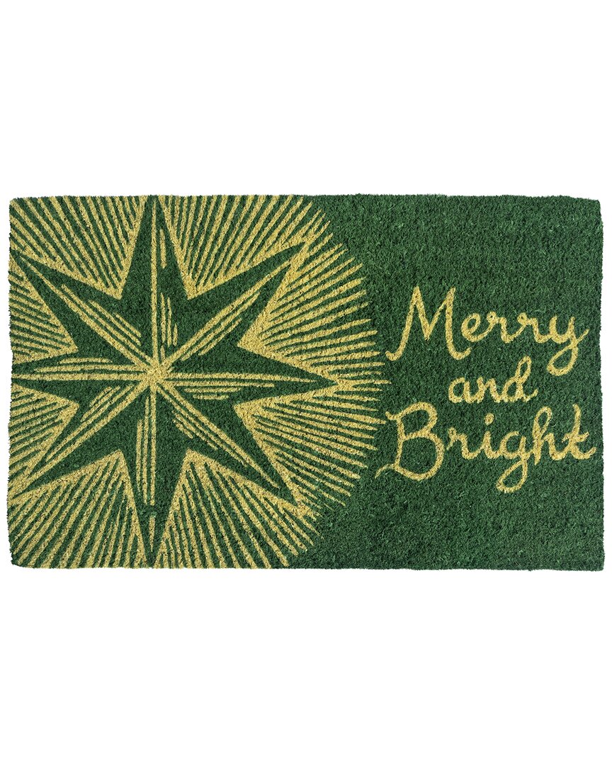Entryways Williamsburg Merry And Bright Star Handwoven Coconut Fiber Doormat In Green