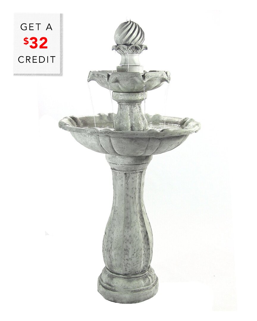 SUNNYDAZE SUNNYDAZE 2-TIER ARCADE SOLAR WATER FOUNTAIN W/ BATTERY WITH $32 CREDIT 