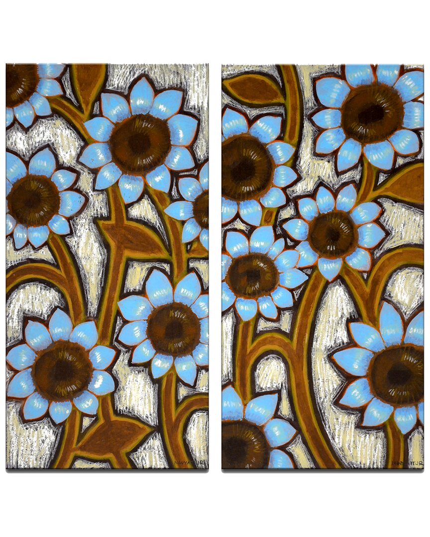Ready2hangart Blue Sunflowers 2pc Wrapped Canvas Wall Art By Norman Wyatt
