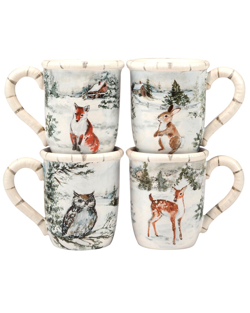 Certified International Winter's Frost Mugs, Set Of 4