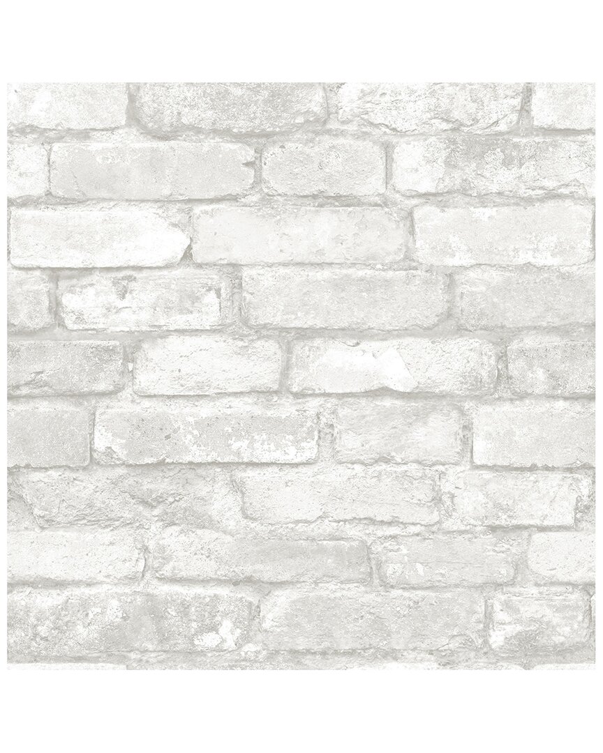 Nuwallpaper Grey And White Brick Peel & Stick Wallpaper In Multicolor