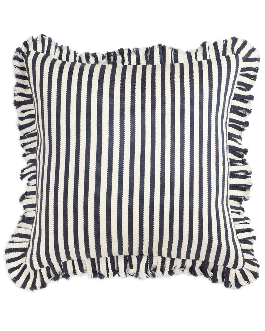 Tov Furniture Alessia Striped Ruffle 20in Square Accent Pillow In Navy
