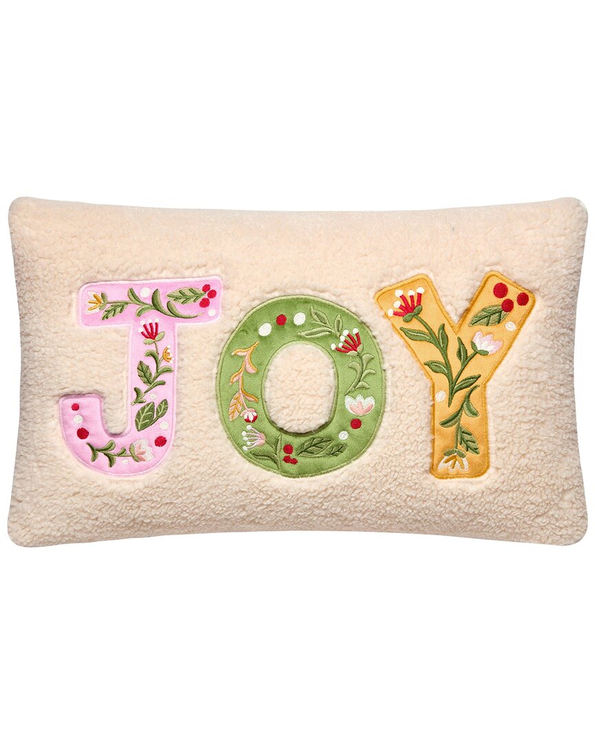 Peking Handicraft Joy Applique Embroidered Pillow In Multi