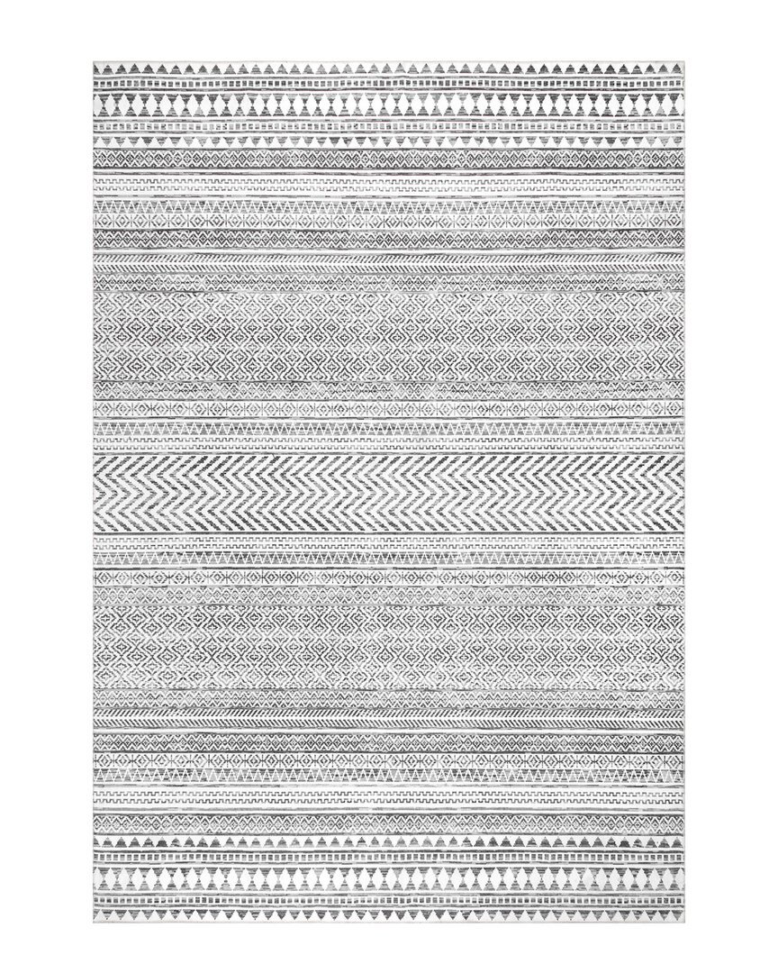 Nuloom Tribal Banded Washable Rug In Gray