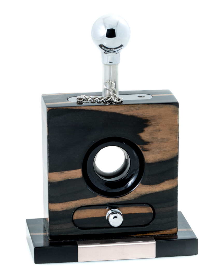 Bey-berk Lacquered Wood And Stainless Steel Table Top Guillotine Cigar Cutter