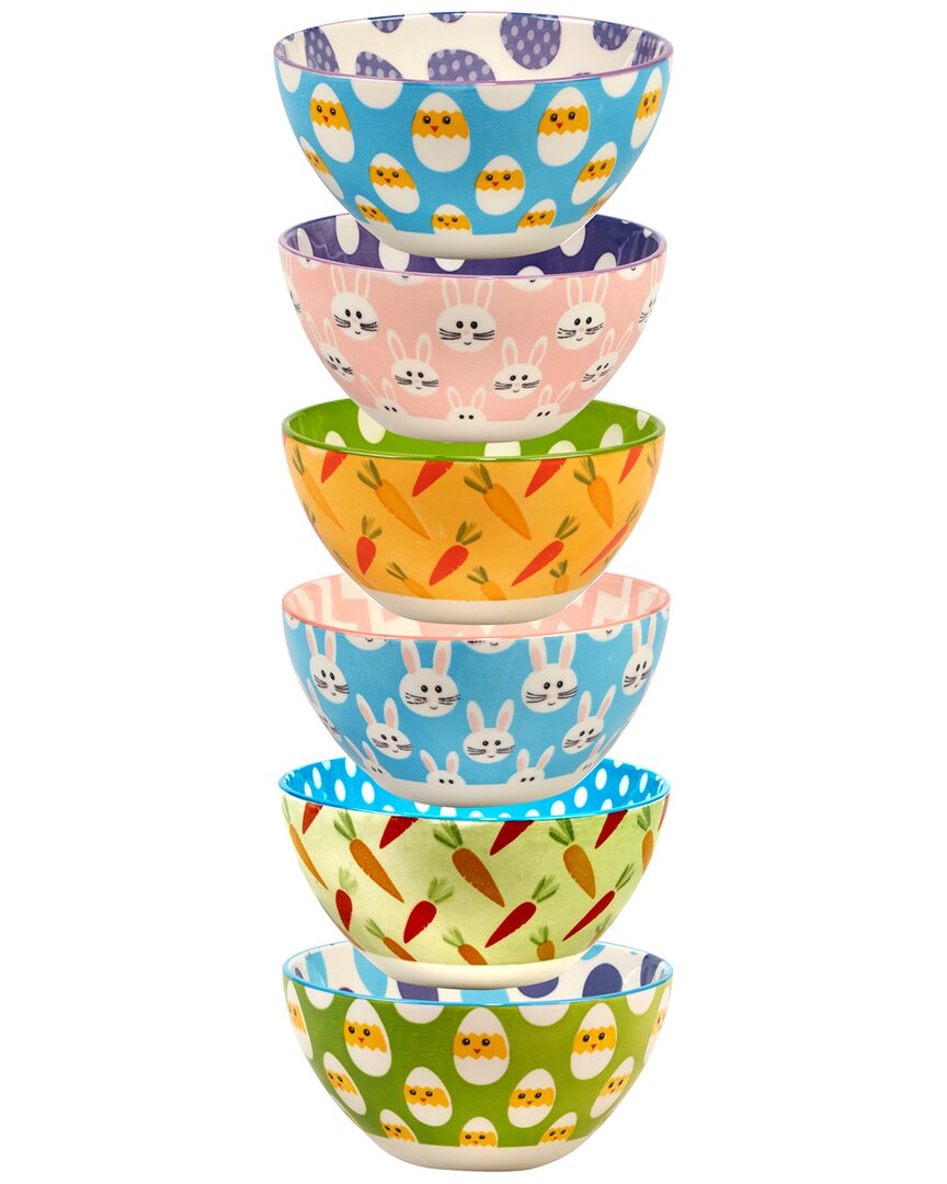 Certified International Set Of 6 Easter Pad Print Bowls