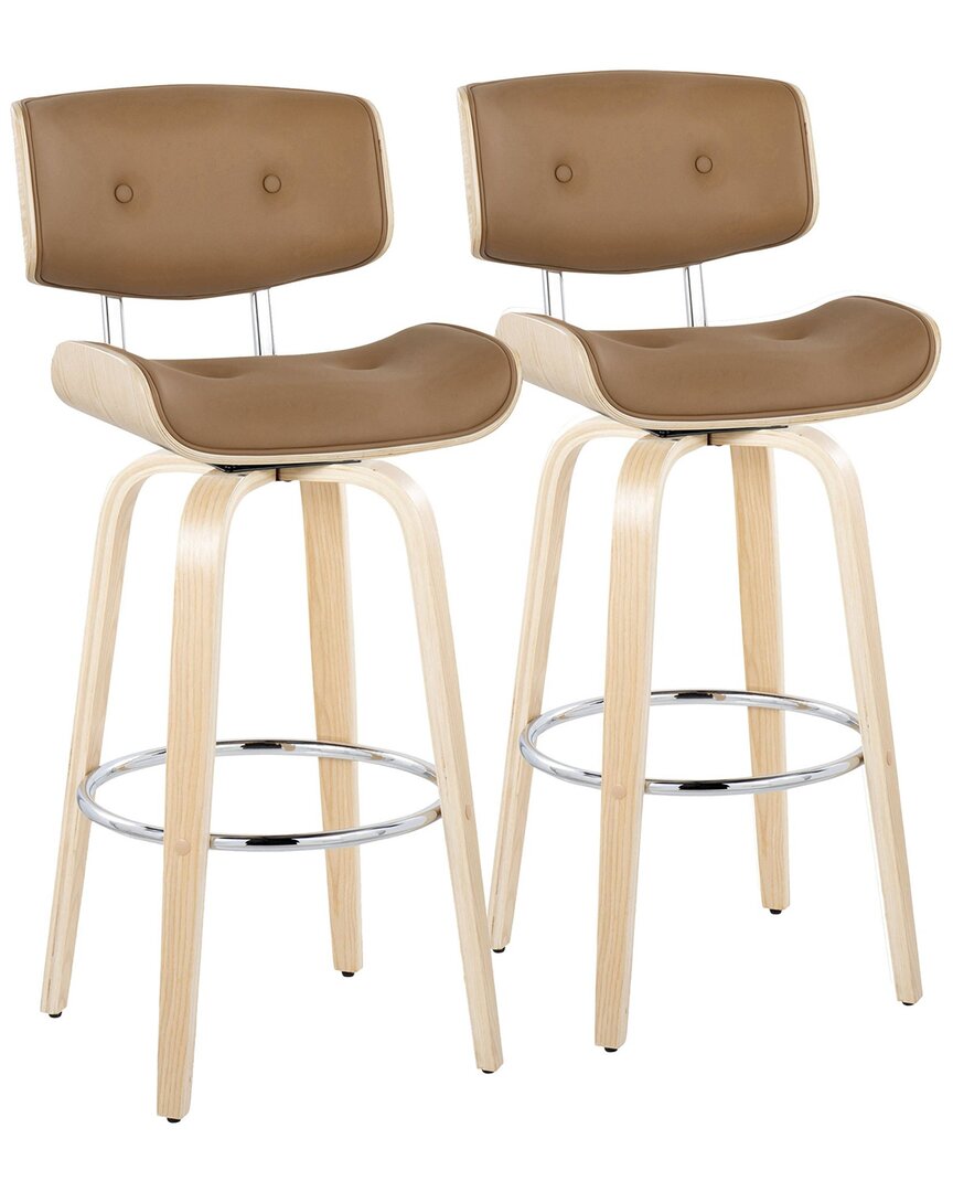 Lumisource Set Of 2 Lombardi 30 Fixed-height Barstool In Brown