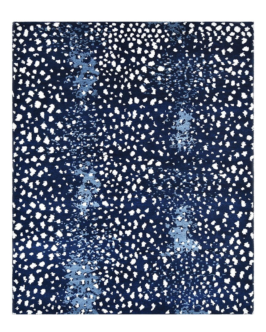 Solo Rugs Louis Handmade Wool-blend Modern Rug In Blue