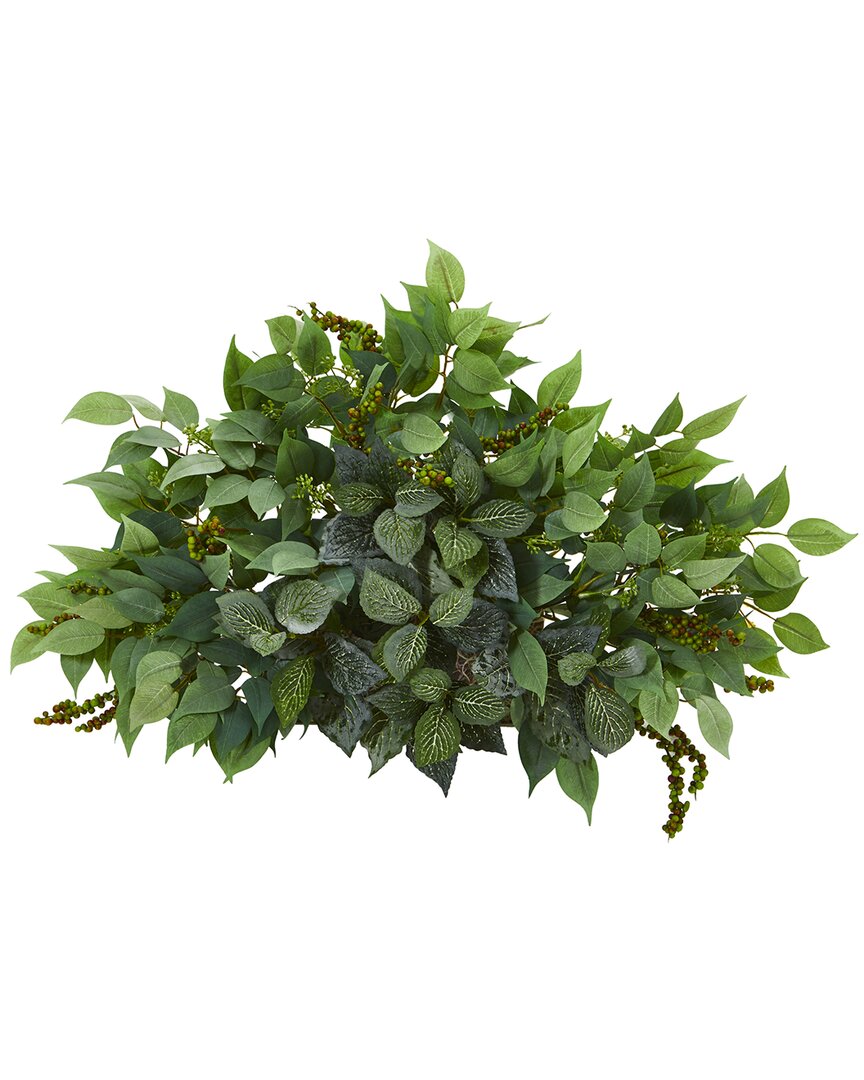 NEARLY NATURAL NEARLY NATURAL MIXED FICUS & FITTONIA ARTIFICIAL LEDGE PLANT 