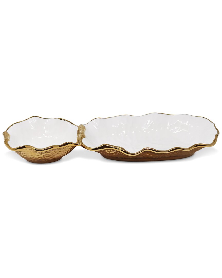 Vivience Hammered 2 Bowl Relish Dish In White