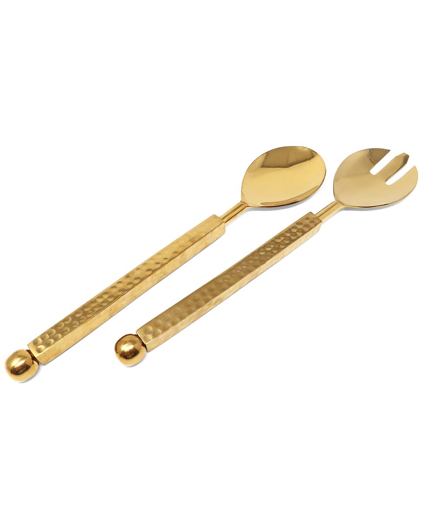 Vivience Set Of 2 Stainless Steel Salad Servers In Gold
