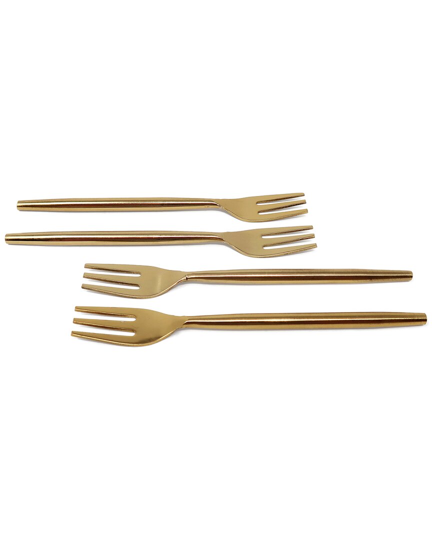 Vivience Set Of 4 Classic Dessert Spoons/forks In Gold