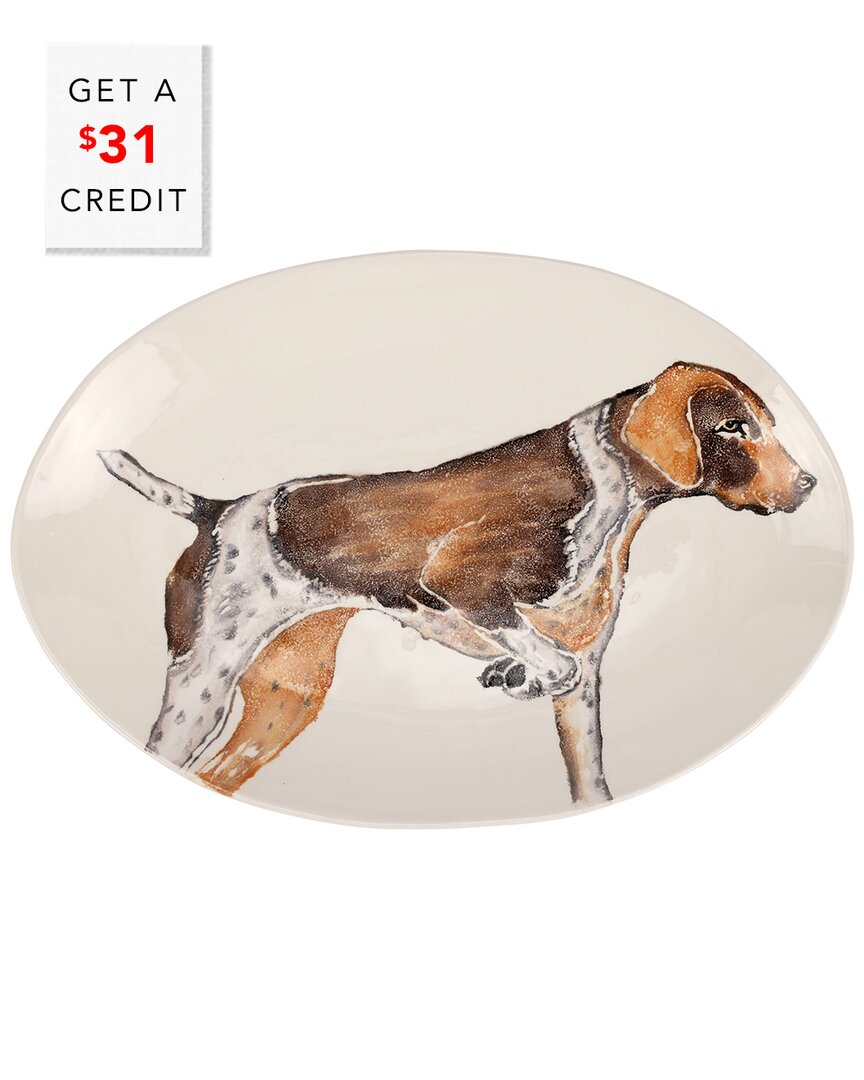 Vietri Cacciatore Pointer Shallow Oval Bowl With $27 Credit