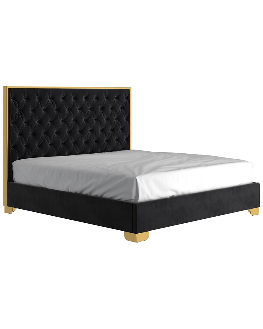 Worldwide Home Furnishings Contemporary Velvet 78in King Bed In Black