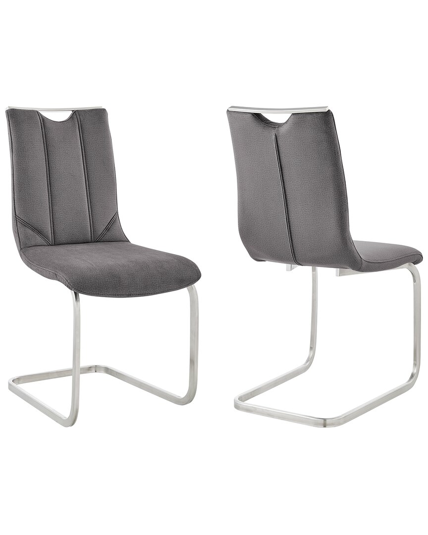 Armen Living Pacific Dining Room Accent Chair, Set Of 2 In Gray