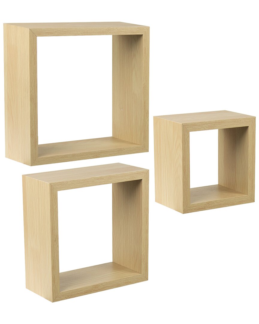 Sorbus Maple Wood Square Decor Shelves (set Of 3)