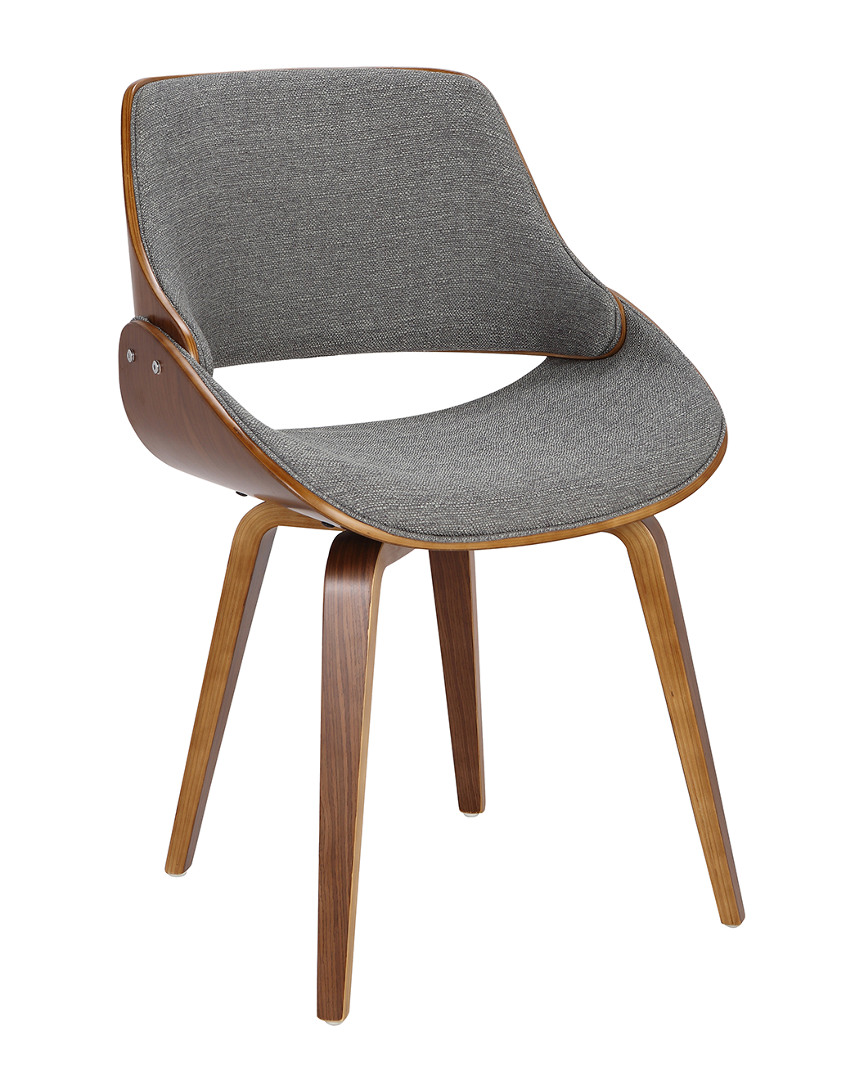 Lumisource Fabrizzi Mid-century Modern Dining Accent Chair Fabric In Walnut/gray