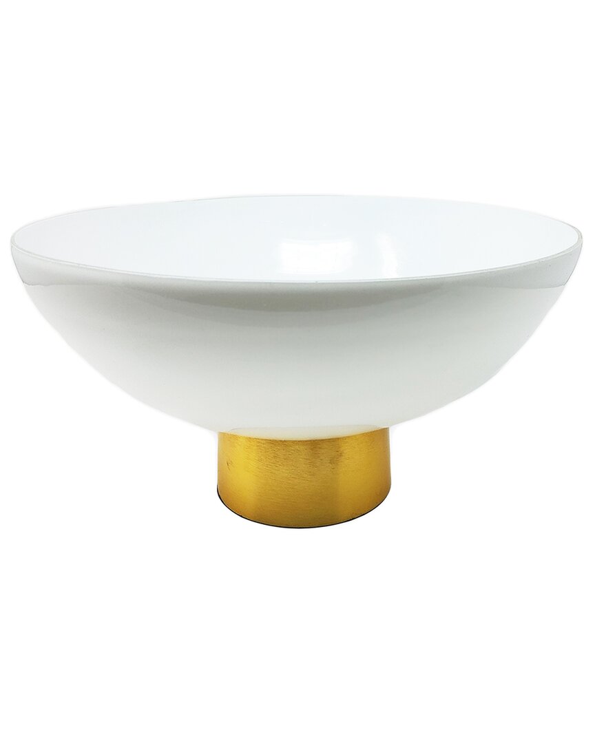 Alice Pazkus White Glass Bowl On Gold Base
