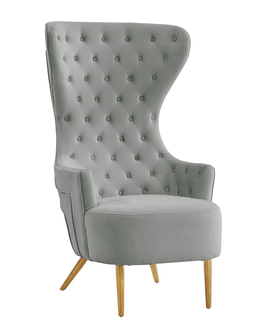 Tov Jezebel Grey Velvet Wingback Chair By Inspire Me Home Decor