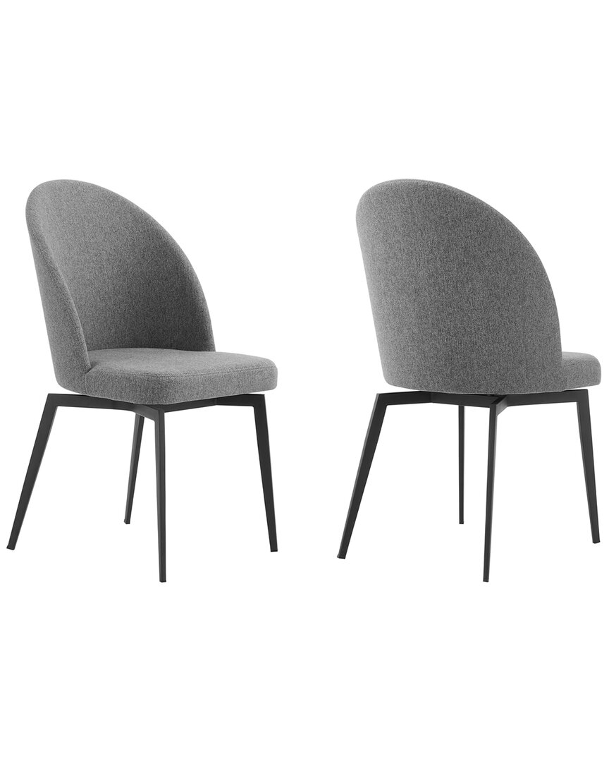 Armen Living Set Of 2 Sunny Swivel Metal Dining Room Chairs In Gray