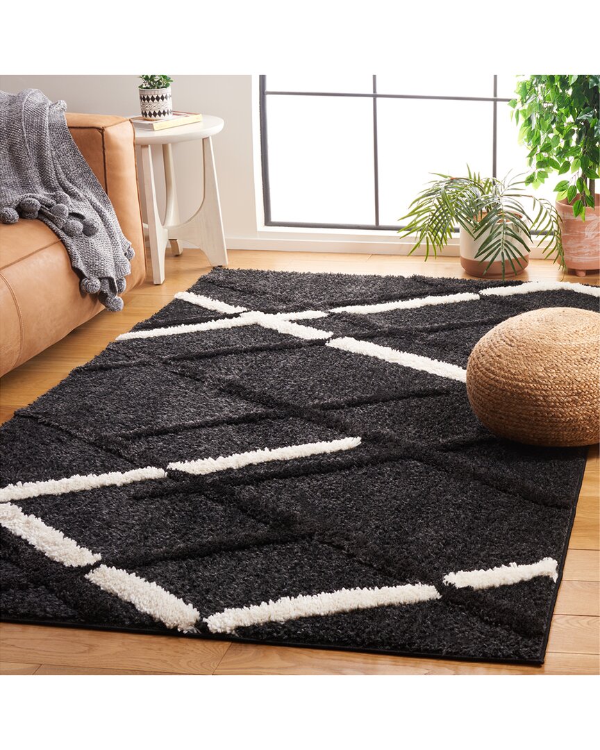 Safavieh Hi-lo Shag Power Loomed Rug In Charcoal