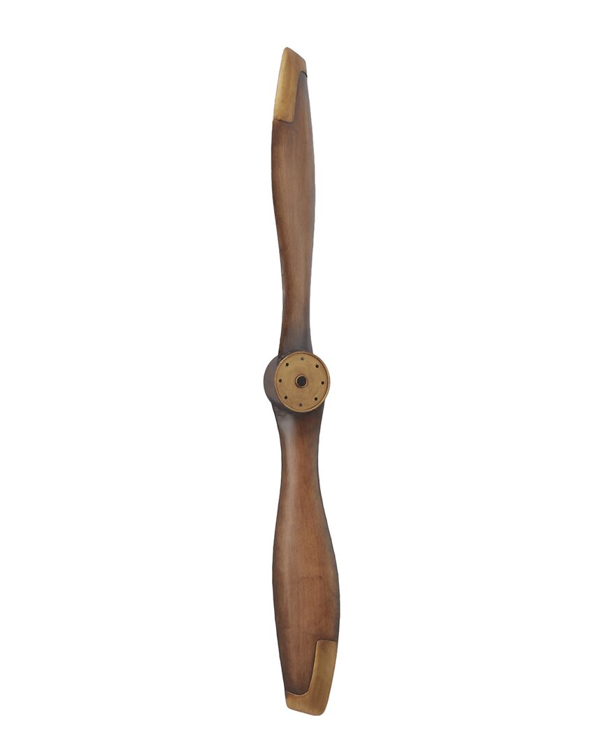 Peyton Lane Airplane Propeller Brown Metal 2 Blade Wall Decor With Aviation Detailing In Brown