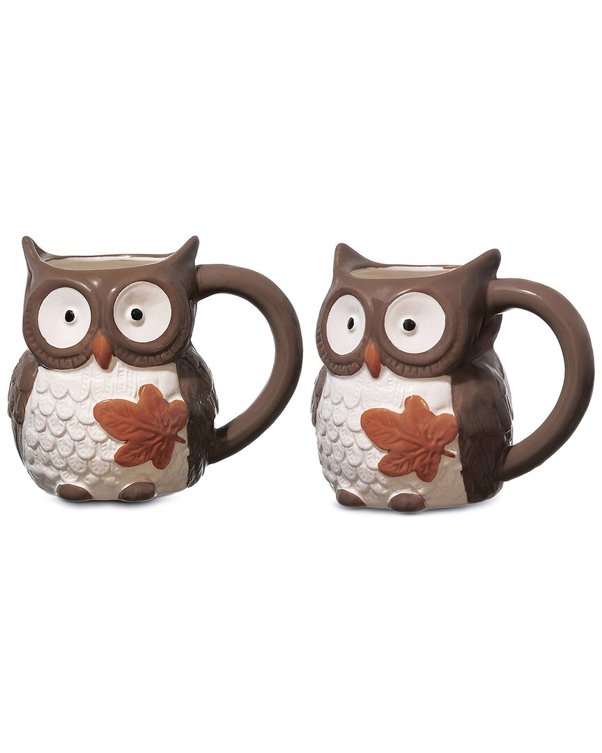 Godinger Set Of 2 Owl Turkey Coffee Mug In Multi