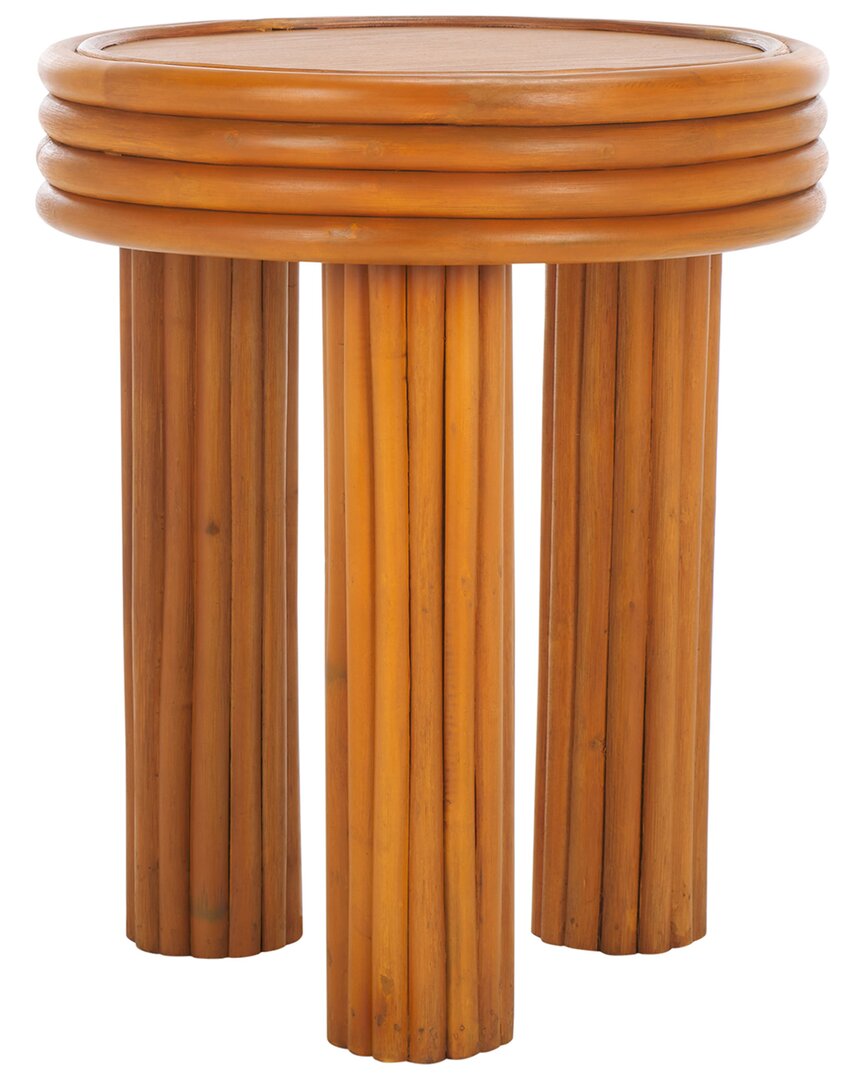Safavieh Couture Bayard Rattan Round Accent Table In Brown