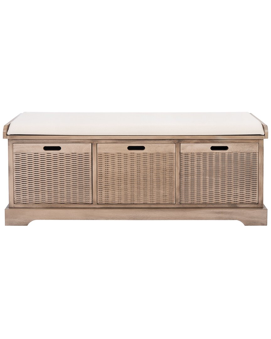 Safavieh Landers 3-drawer Cushion Bench In Brown