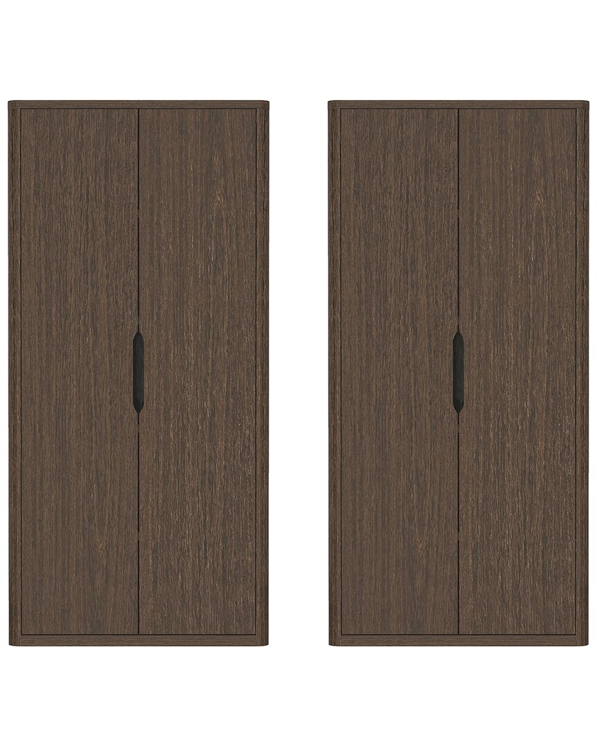Manhattan Comfort Rivington Modern 38in Bookcase Cabinet (5-shelf) In Brown