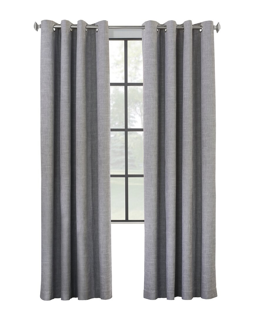 Thermaplus Blackout Foamback Heathered Curtain Single Panel In Grey