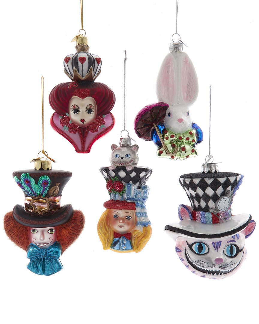 Kurt Adler 4.5-5-inch Noble Gems Glass Alice Characters Ornaments In Multi
