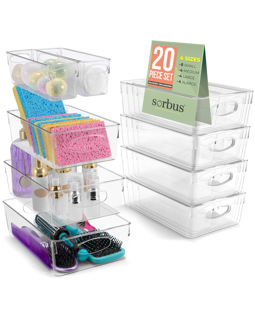Sorbus 20 Pack Plastic Clear Bins In Multi