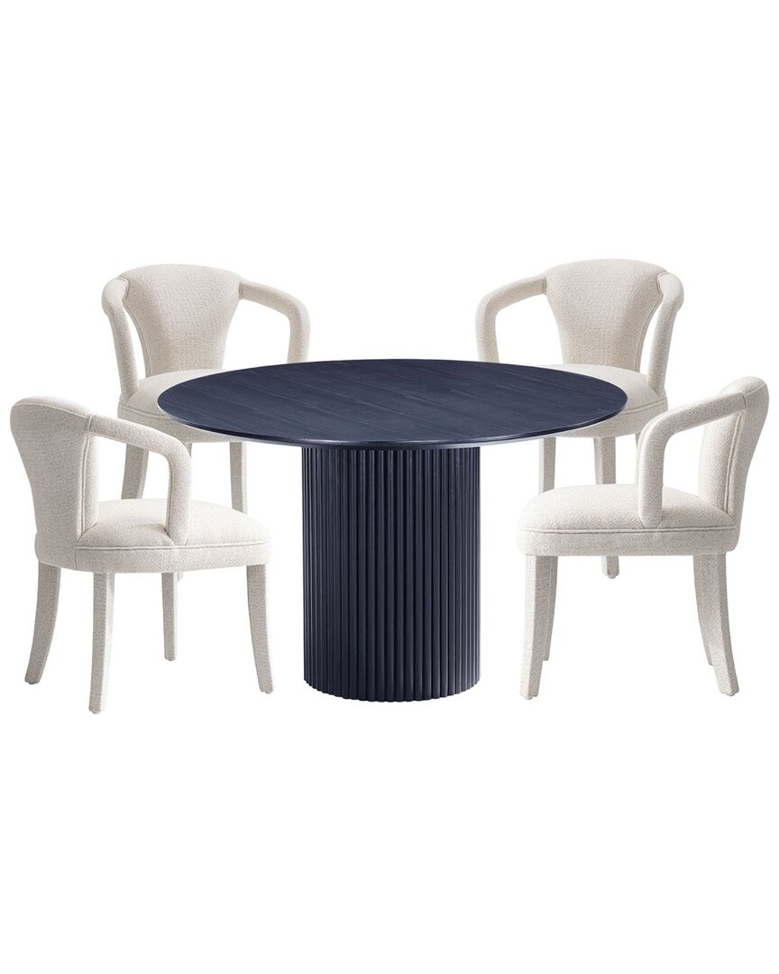 MANHATTAN COMFORT MANHATTAN COMFORT MODERN ROUND DINING TABLE & CHAIRS SET