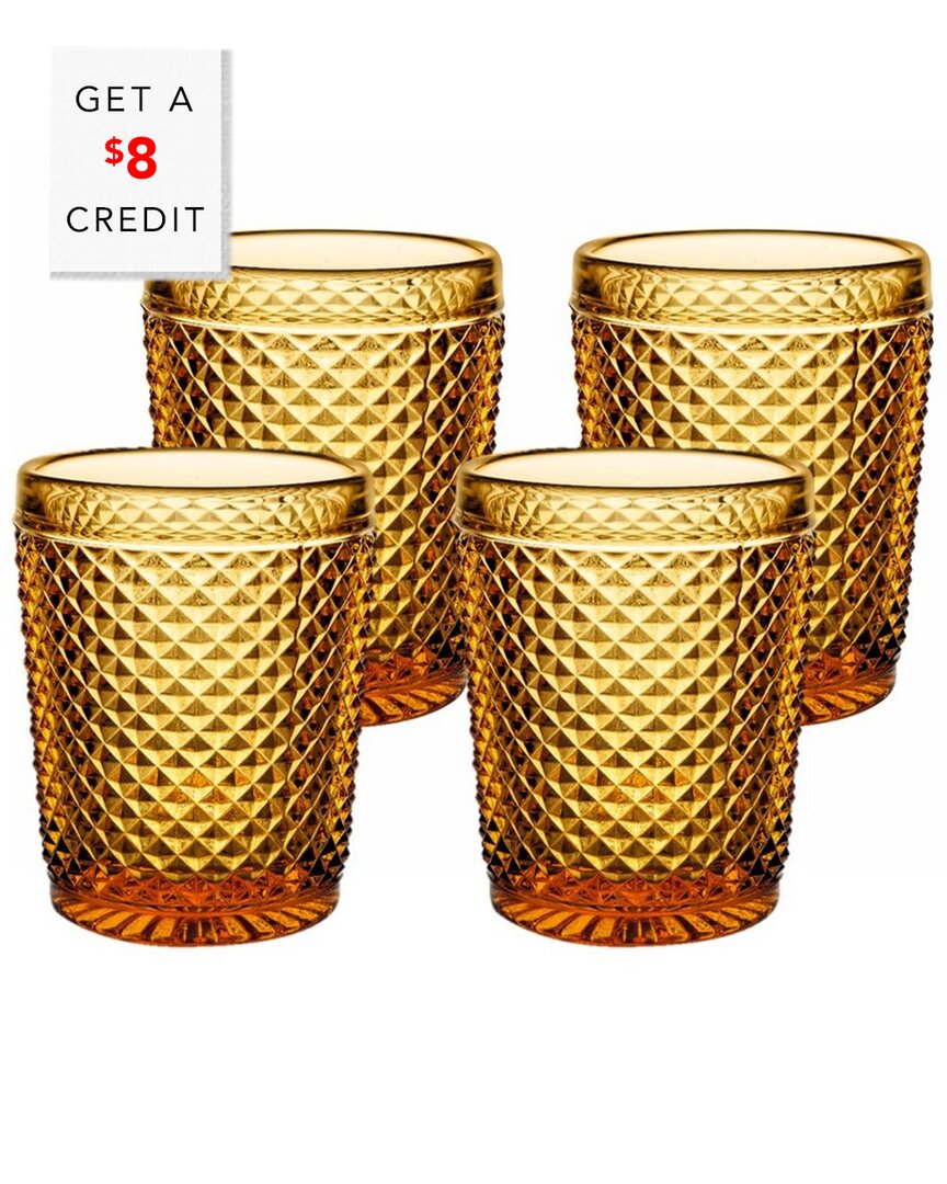 Vista Alegre Bicos Set Of 4 Amber Old Fashioned Glasses With $8 Credit In Brown