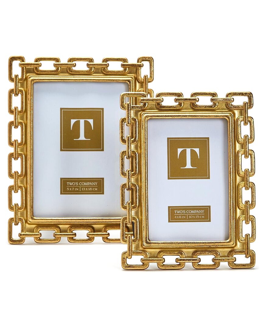 Two's Company Gold Chain Set Of 2 Photo Frame