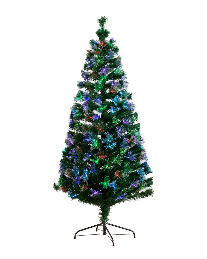 Nearly Natural 6ft Pre-lit Fiber Optic Artificial Christmas Tree With 220 Colorful Led Lights & Remo In Green