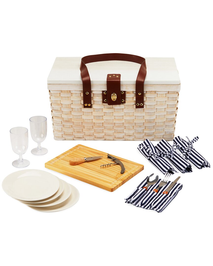Twine Tahoe Cream Picnic Basket For Four