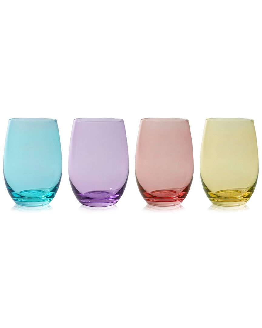 True Color Set Of 4 Stemless Wine Glasses