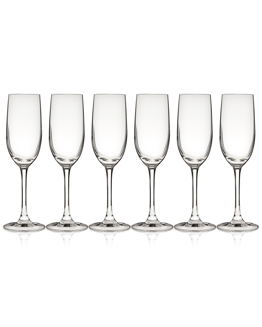 True Set Of 6 Stemmed Champagne Flutes