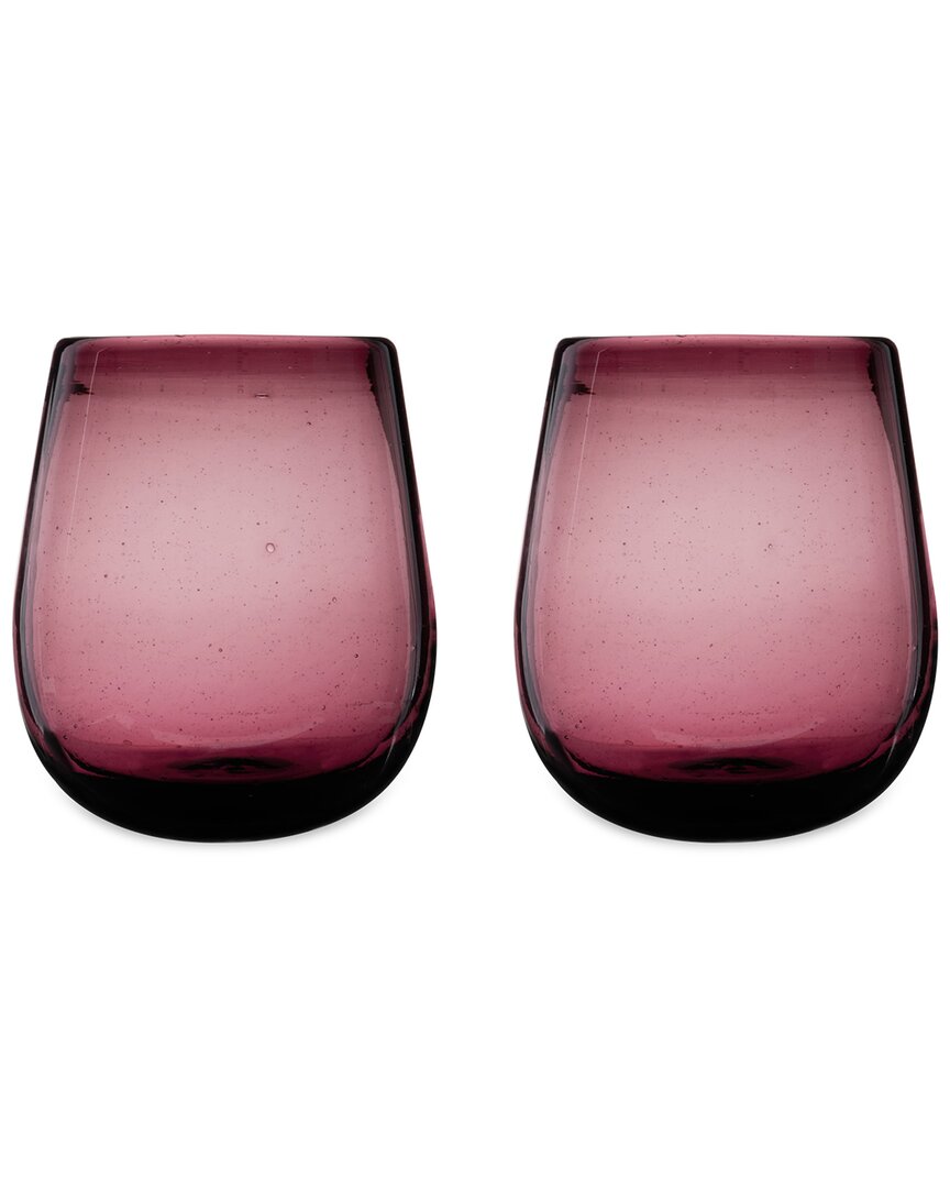 Twine Rosado Recycled Stemless Wine Glass Set