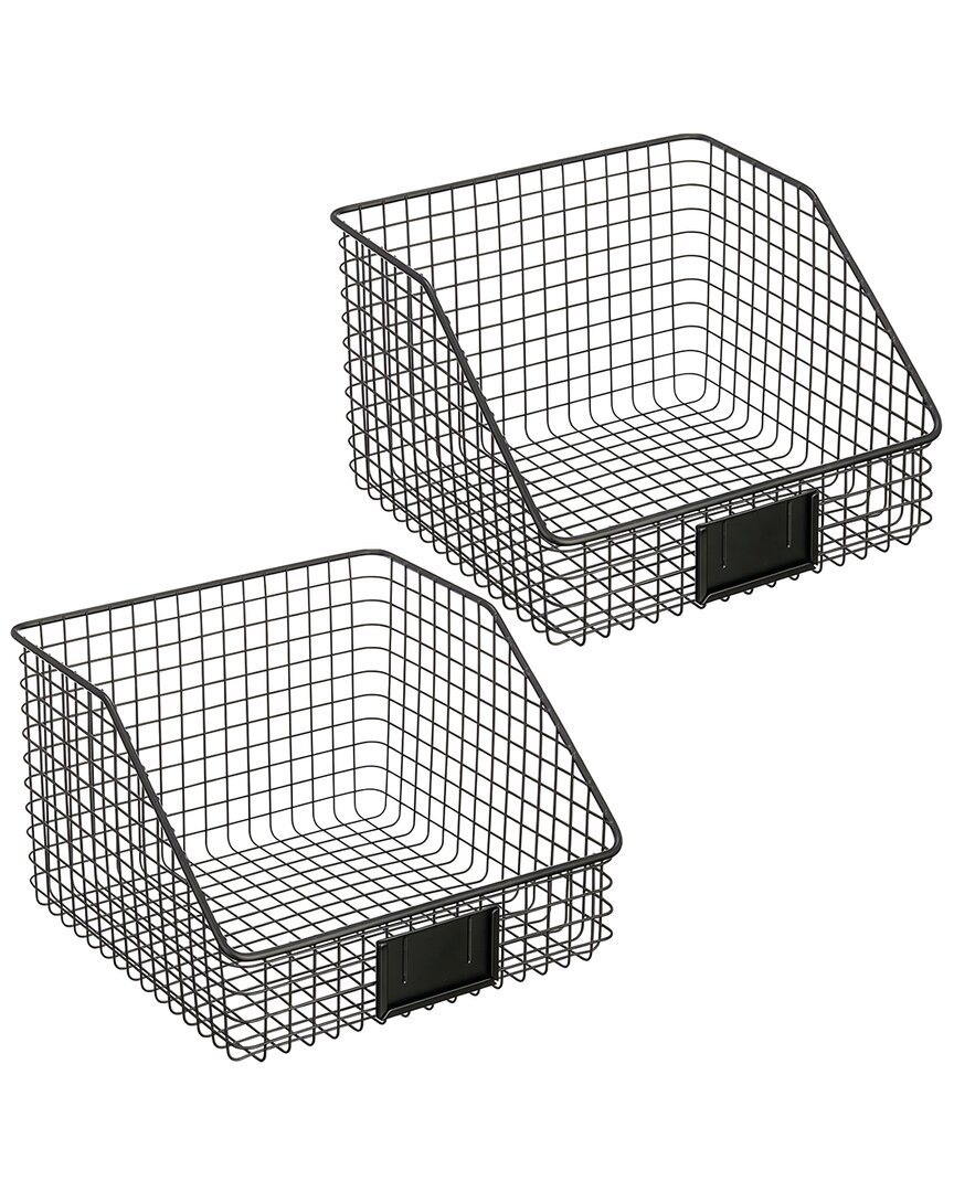 M DESIGN M DESIGN SET OF 2 SLANTED BASKET WITH TAG HOLDER 