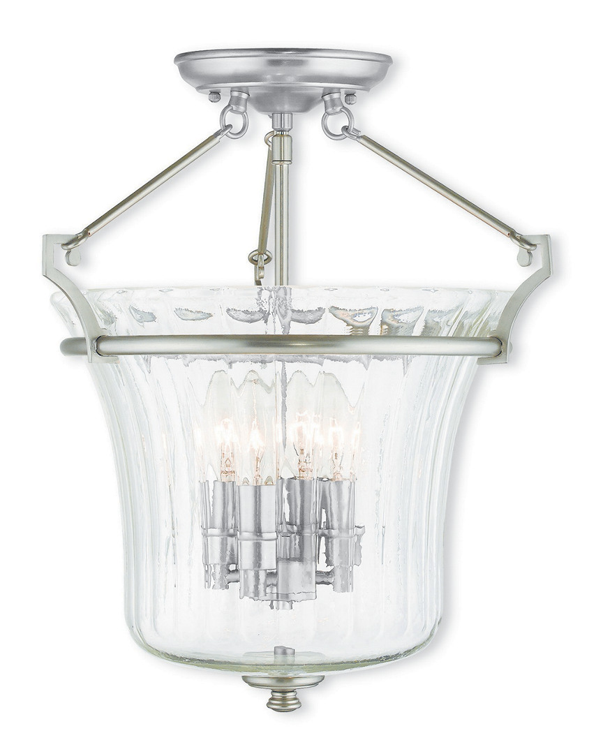 Livex Lighting Discontinued Livex Rockford 4-light Brushed Nickel Ceiling Mount