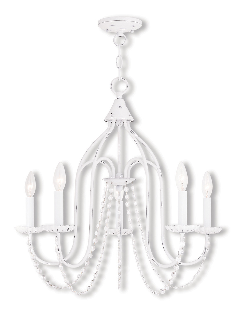 Livex Lighting 5-light Antique White With Clear Crystals Chandelier